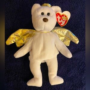 Ty Beanie Babies Halo II The Bear White and Gold 8.5” 2000